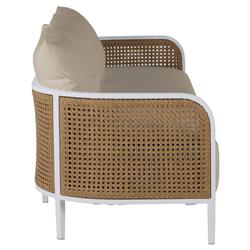 Havana Beige Sunbrella White Aluminum Outdoor Sofa - 86"|