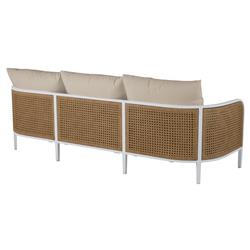 Havana Beige Sunbrella White Aluminum Outdoor Sofa - 86"|