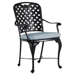 Provance Blue Sunbrella Earth Black Outdoor Dining Arm Chair|