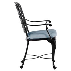 Provance Blue Sunbrella Earth Black Outdoor Dining Arm Chair|