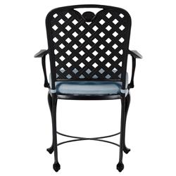 Provance Blue Sunbrella Earth Black Outdoor Dining Arm Chair|