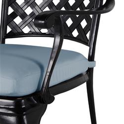 Provance Blue Sunbrella Earth Black Outdoor Dining Arm Chair|