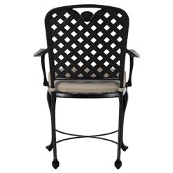 Provance Beige Sunbrella Earth Black Outdoor Dining Arm Chair|