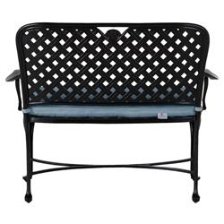 Provance Blue Sunbrella Ancient Earth Black Outdoor Bench|