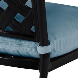 Provance Blue Sunbrella Ancient Earth Black Outdoor Bench|