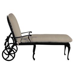 Provance Beige Sunbrella Earth Black Outdoor Chaise Lounge|