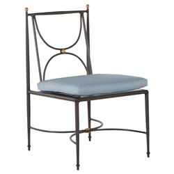 Roma Blue Sunbrella Slate Grey Aluminum Outdoor Dining Chair|