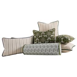 Amelia French Green Botanical Indoor Outdoor Bolster Pillow - 8x25|