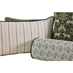 Amelia French Green Botanical Indoor Outdoor Bolster Pillow - 8x25|