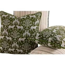 Luca Global Dark Green Cheetah Indoor Outdoor Lumbar Pillow - 14x24|