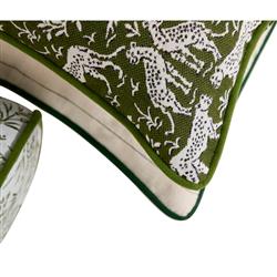 Luca Global Dark Green Cheetah Indoor Outdoor Lumbar Pillow - 14x24|