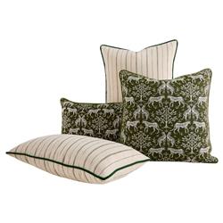 Luca Global Dark Green Cheetah Indoor Outdoor Lumbar Pillow - 14x24|