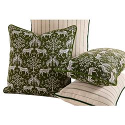 Luca Global Dark Green Cheetah Indoor Outdoor Lumbar Pillow - 14x24|