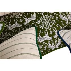 Franca French Green Striped Indoor Outdoor Throw Pillow - 20x20|