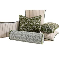 Franca French Green Striped Indoor Outdoor Throw Pillow - 20x20|