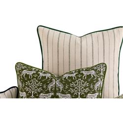 Franca French Green Striped Indoor Outdoor Throw Pillow - 20x20|