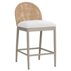 Marwa Coastal Cream Boucle Natural Wicker Outdoor Counter Stool|