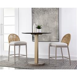 Marwa Coastal Cream Boucle Natural Wicker Outdoor Counter Stool|