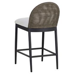 Marwa Coastal Cream Boucle Ore Grey Wicker Outdoor Counter Stool|