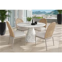 Marwa Cream Boucle Natural Wicker Dining Side Chair - Set of 2|