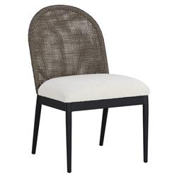 Marwa Cream Boucle Ore Grey Wicker Dining Side Chair - Set of 2|