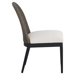 Marwa Cream Boucle Ore Grey Wicker Dining Side Chair - Set of 2|