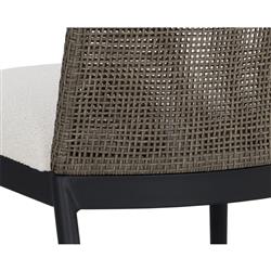 Marwa Cream Boucle Ore Grey Wicker Dining Side Chair - Set of 2|