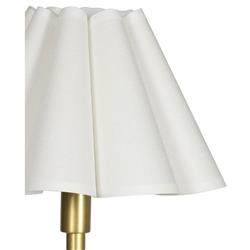 Polly French White Scalloped Linen Shade Natural Brass Buffet Table Lamp|