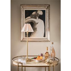 Polly French White Scalloped Linen Shade Natural Brass Buffet Table Lamp|