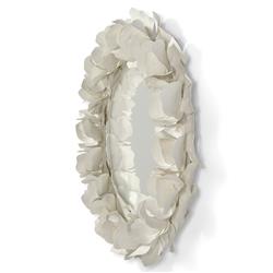 Palecek Virginia Coastal Beach White Fiberglass Floral Round Wall Mirror|