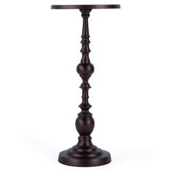 Reynaud French Country Bronze Metal Round Outdoor Drink Side Table|