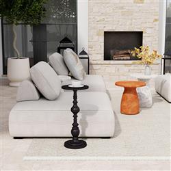 Reynaud French Country Bronze Metal Round Outdoor Drink Side Table|