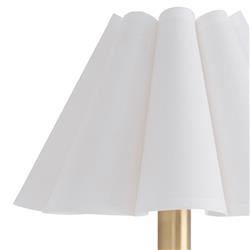 Polly French White Scalloped Linen Shade Natural Brass Sconce|