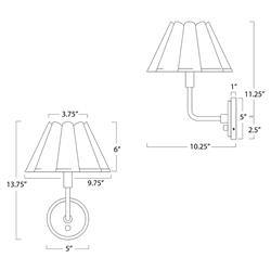 Polly French White Scalloped Linen Shade Natural Brass Sconce|