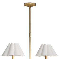 Polly French White Scalloped Linen Shade Natural Brass Chandelier|