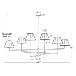 Polly French White Scalloped Linen Shade Natural Brass Chandelier|