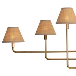 Polly Coastal Beach Brown Rattan Shade Natural Brass Chandelier|