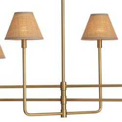 Polly Coastal Beach Brown Rattan Shade Natural Brass Chandelier|