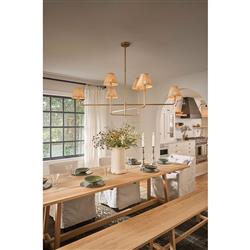 Polly Coastal Beach Brown Rattan Shade Natural Brass Chandelier|