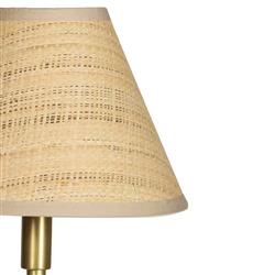 Polly Coastal Brown Rattan Shade Natural Brass Buffet Table Lamp|