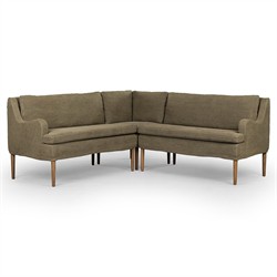 Aurelia Broadway Olive Linen Dining L-Shape Banquette - 76"|