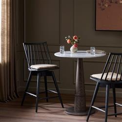 Lara Rustic Lodge Beige Striped Black Oak Swivel Windsor Counter Stool|