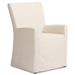 Vannie Modern Classic Cream Performance Slipcovered Dining Arm Chair|