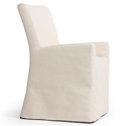 Vannie Modern Classic Cream Performance Slipcovered Dining Arm Chair|