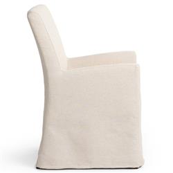 Vannie Modern Classic Cream Performance Slipcovered Dining Arm Chair|