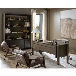 Marcella Rustic Lodge Distressed Iron Brown Oak Wood Bookcase|