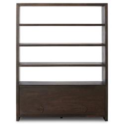 Marcella Rustic Lodge Distressed Iron Brown Oak Wood Bookcase|
