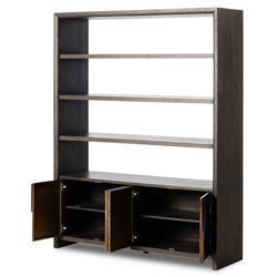 Marcella Rustic Lodge Distressed Iron Brown Oak Wood Bookcase|