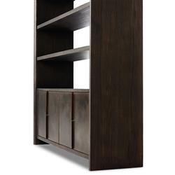 Marcella Rustic Lodge Distressed Iron Brown Oak Wood Bookcase|