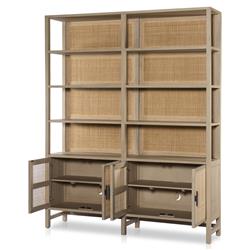 Corazon Coastal Beach Natural Mango Wood Woven Cane Bookcase|